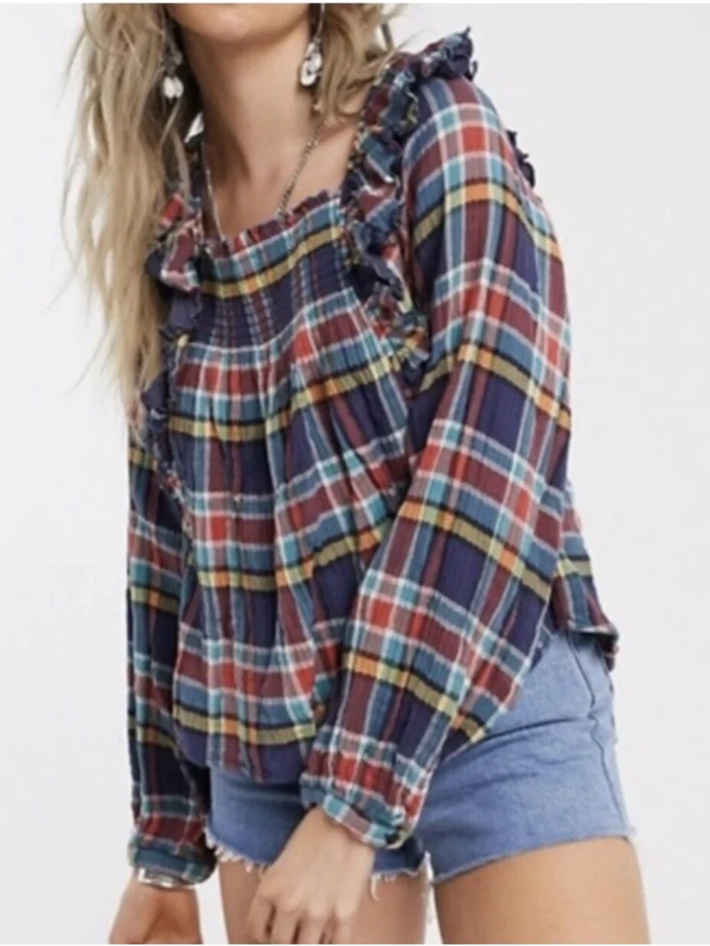 Free People We The Free Sienna Plaid Pullover Top